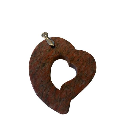 Open Heart-Shaped Jasper Pendant - Picture 4 of 5